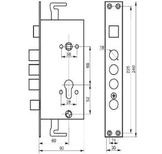 Врезной замок master lock 3024 автомат 3 ригеля левый