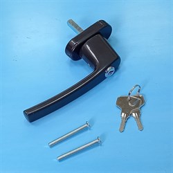 Ручка оконная с ключом, коричневая - фото 12036